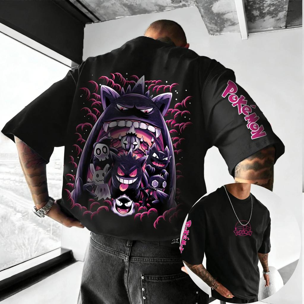 2026 Pokémon Anime Pikachu Gengar Peripherie Gedrucktes Kurzarm Herren Damen Locker Sportlich Bequem Baumwolle Paar T-Shirt