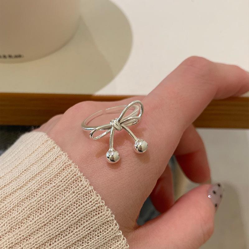 Women’s Adjustable Bow Knot Geometric Ring - Trendy Rope Design Adjustable Open