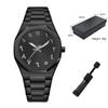 Modern minimalist personality creative allblack men watch Arabic numeral knife pointer leisure alloy watch unique design watch