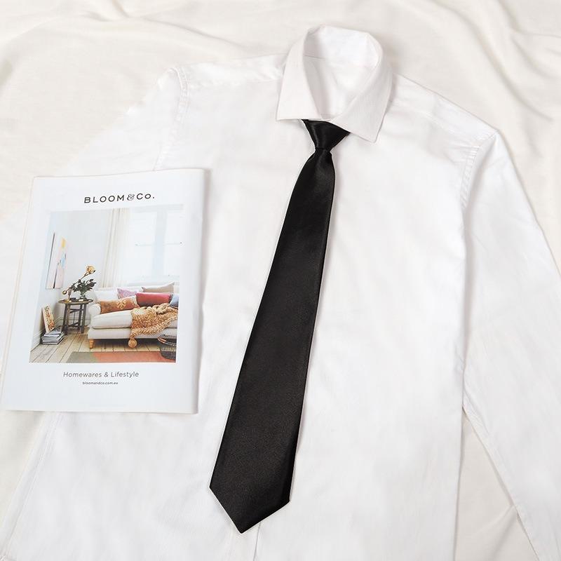 Black Lazy Zipper Tie Men's Business Dress Work Professional Tie Team Performance Studio Shirt Accessories