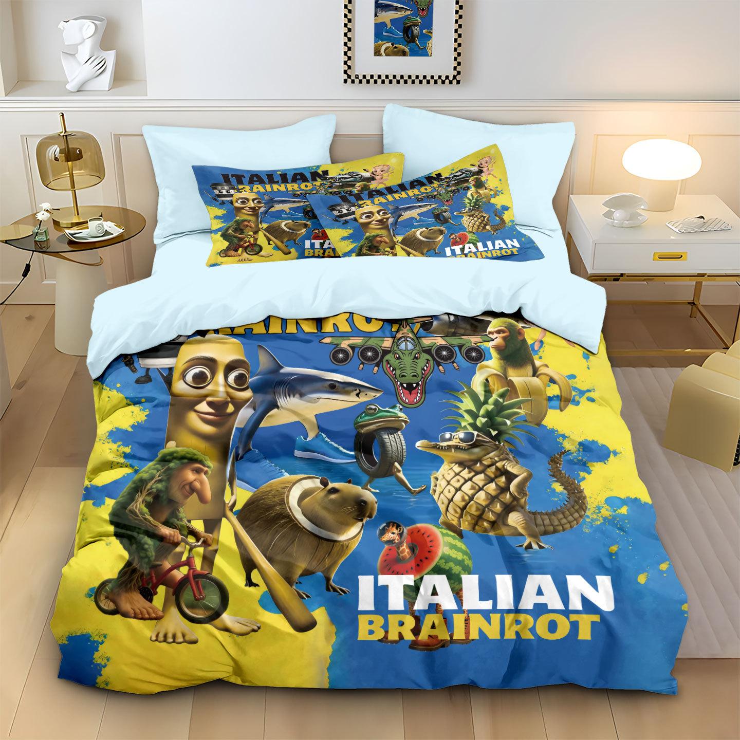 

Comforter Ai Brainrot Tung Tung Sahur Bedding Set Cartoon Bedroom Decoratio Children And Adults Holiday Gifts Comforter (quilt)-EU Single(135*200cm)3pcs