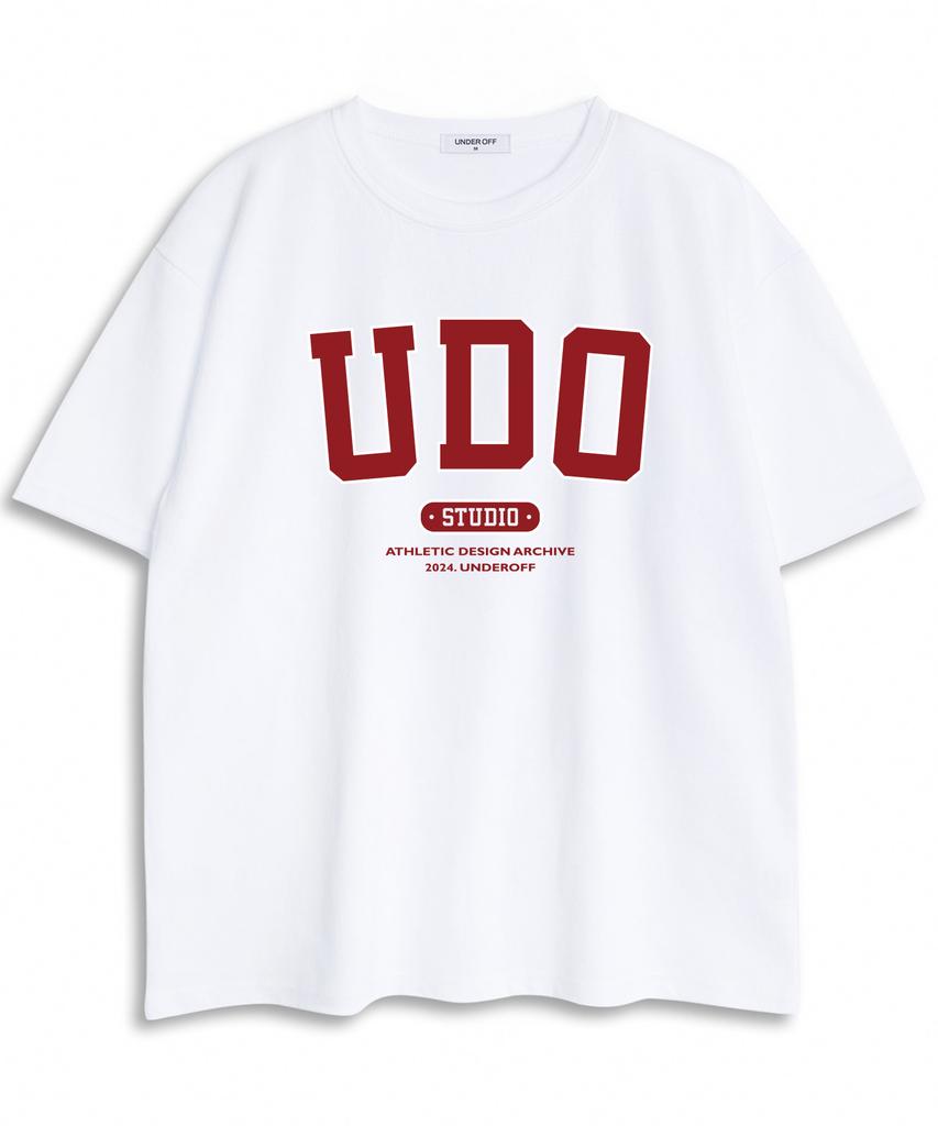 UNDEROFF Oversized Crew Neck Udo Arch Logo Short Sleeve T-Shirt Black Red