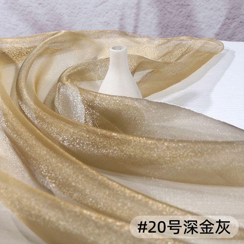 Thin Crystal Organza Fabric Per Meter for Summer Dress Stage Costume Scene Decoration Diy Sewing Soft Smooth Shiny Cloth Black