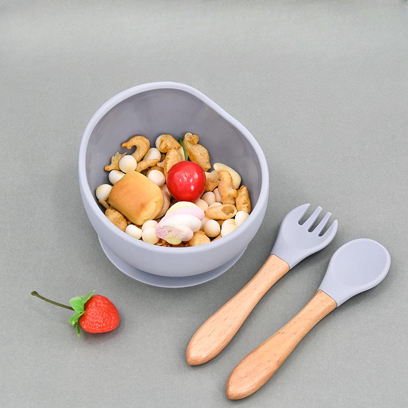 Children's Silicone Snail BowlBaby Food and Complementary Food Tableware Infant Silicone ForkSpoon and Suction Cup Bowl