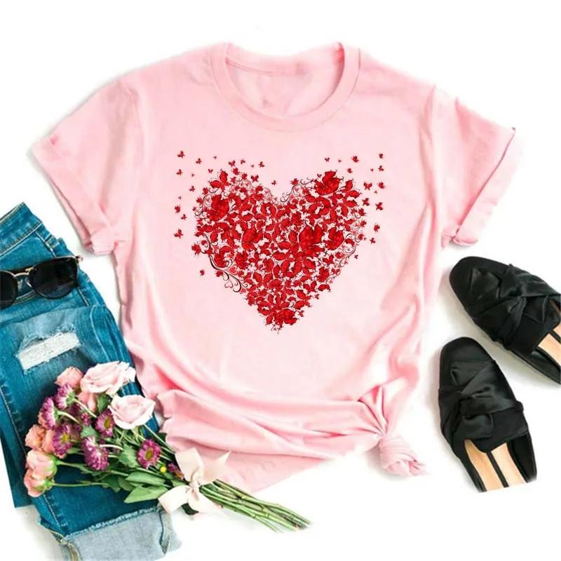 Butterfly Heart Printed T Shirt New Unisex Black T Shirt Harajuku Cute Graphic Tee Shirt Ladies Casual Female Tops Tee