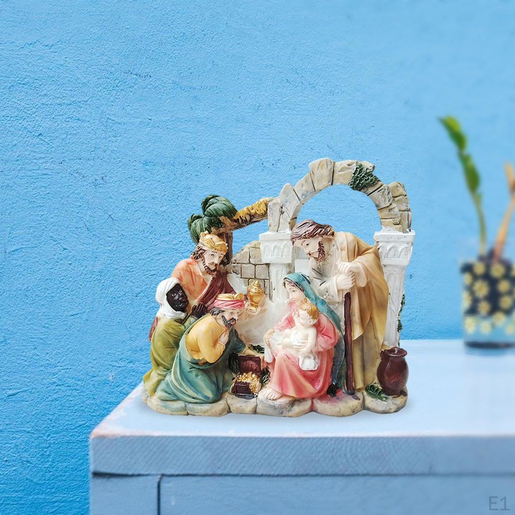 Christmas Nativity Figurines Miniatures Scene Statue Decoration Ornaments Resurrection Manger Room
