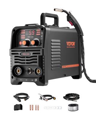 MIG-Schweißgerät, 130 Ampere synergisches MIG-Schweißgerät, 3-in-1 Flusskerndraht MIG/Elektrode/Lift-TIG Mehrprozess-Schweißgerät