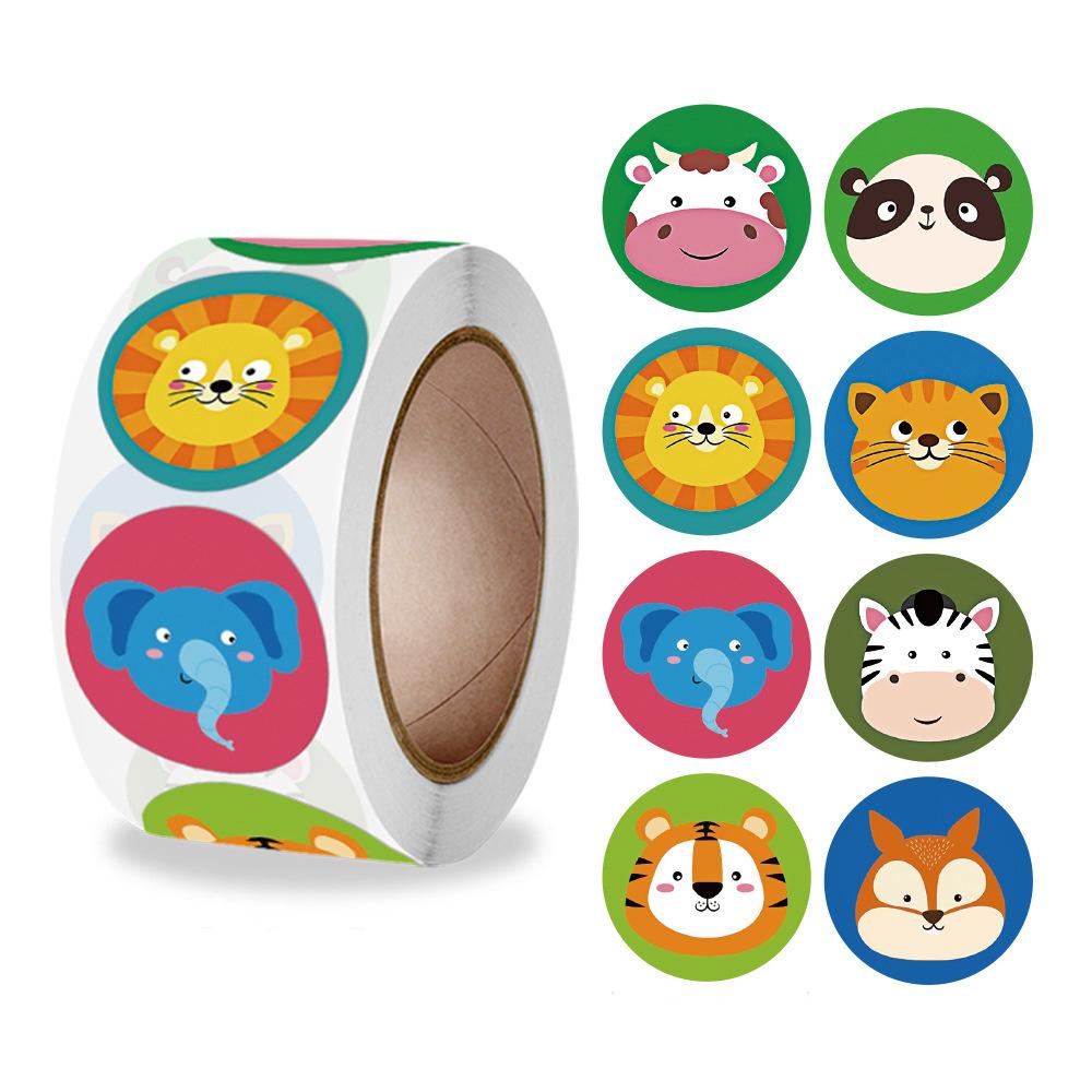 Stickers 500 Pcs/roll Teacher Rewards And Encourages Children Toys Cute Animal Stickers Sealing Stickers