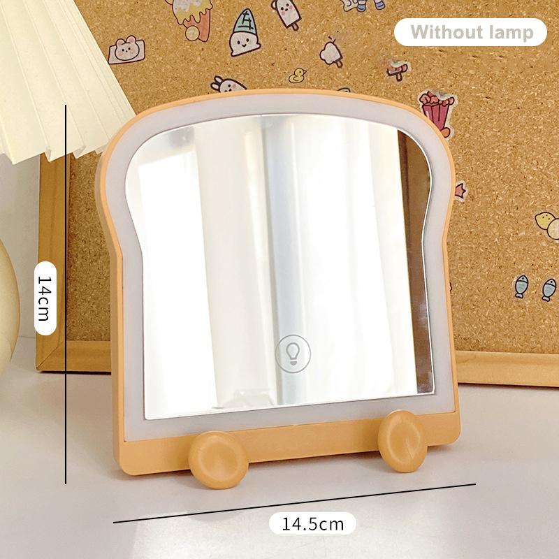 

Мини Компактное Светодиодное Зеркало для Макияжа с Подсветкой Маленькое Карманное Портативное Дорожное Зеркало Косметическое в Форме Тоста Инструмент для Макияжа коричневый