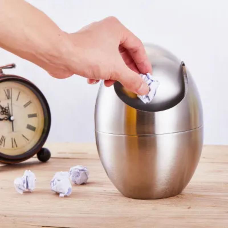 

1 шт. Мини-мусорный бак из нержавеющей стали 304, настольный органайзер для мусора, держатель для мусора для офиса