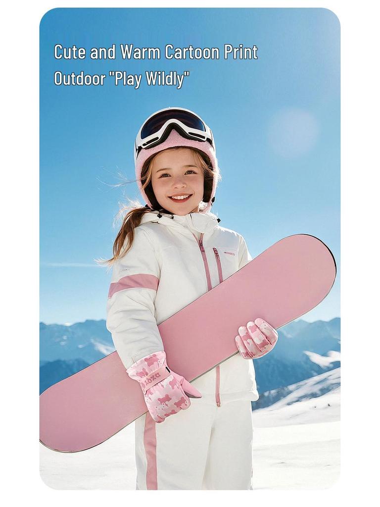 Children's Warm Waterproof Winter Ski Gloves, Non-Slip, Fleece-Lined for Ice Skating and Snow Play