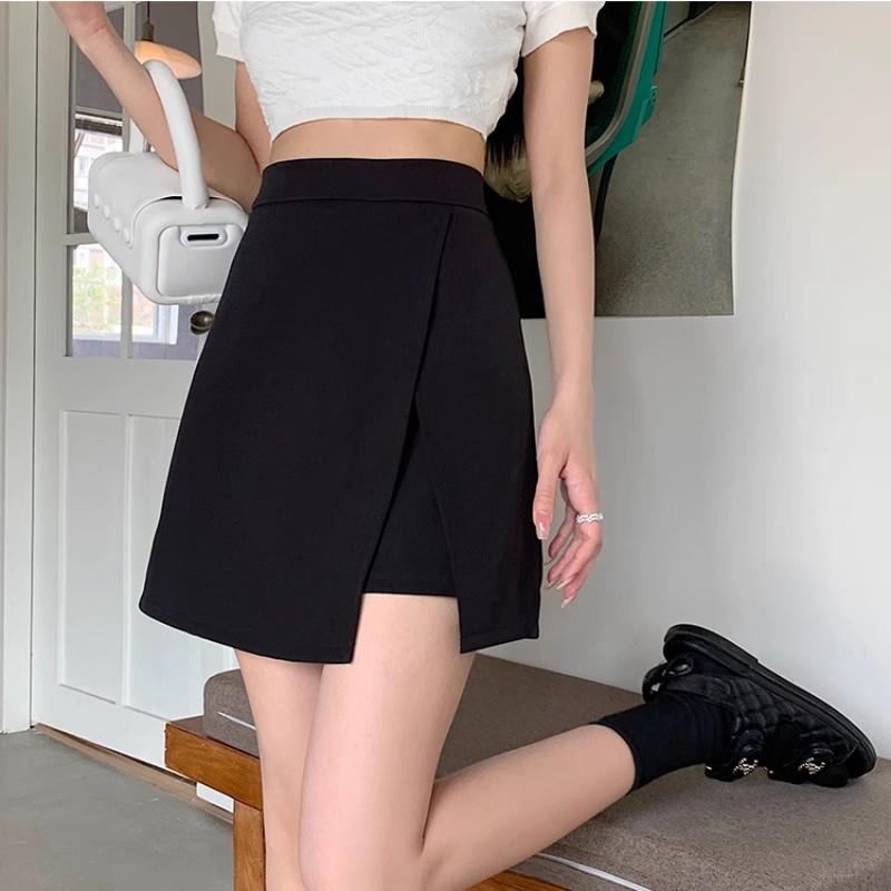 2024 Summer Women's Plus Size High Waist Black A-Line Midi Skirt