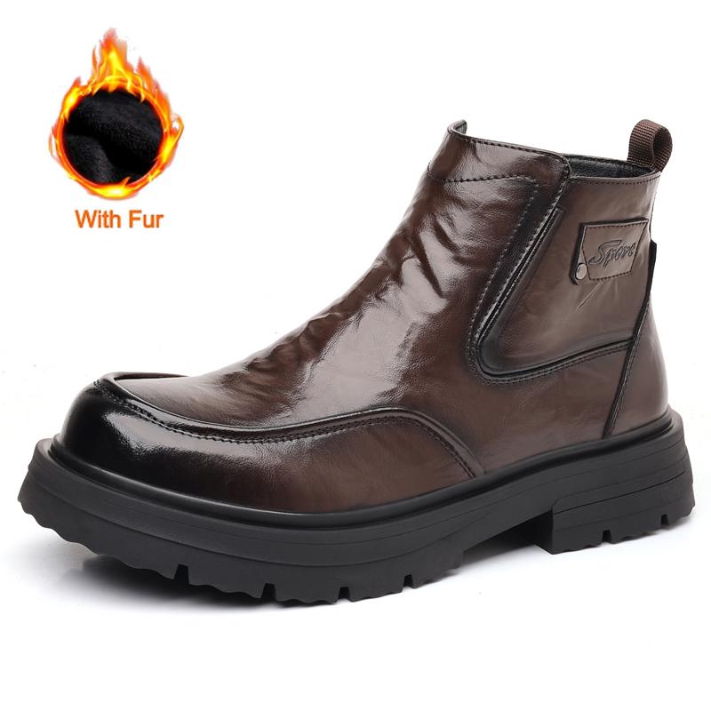 

Fashion 2024 Fashion Men s Ankle Boots Luxury Brand Retro Comfortable Round Toe Boots Mens Outdoor Thick Sole Side Zipper Casual Shoes 44