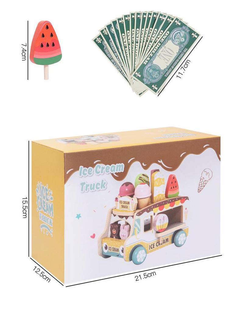 Wooden Ice Cream Cart: Educational Role-Playing Toy for Children