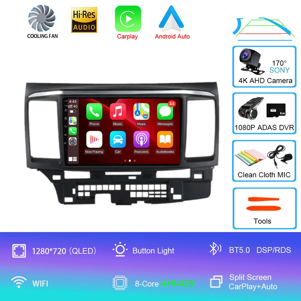 Android 14 Car Radio For MITSUBISHI LANCER 9 10 X 2008 2009 2010 2011 - 2016 9Inch Stereo Audio GPS Player Carplay Auto Screen