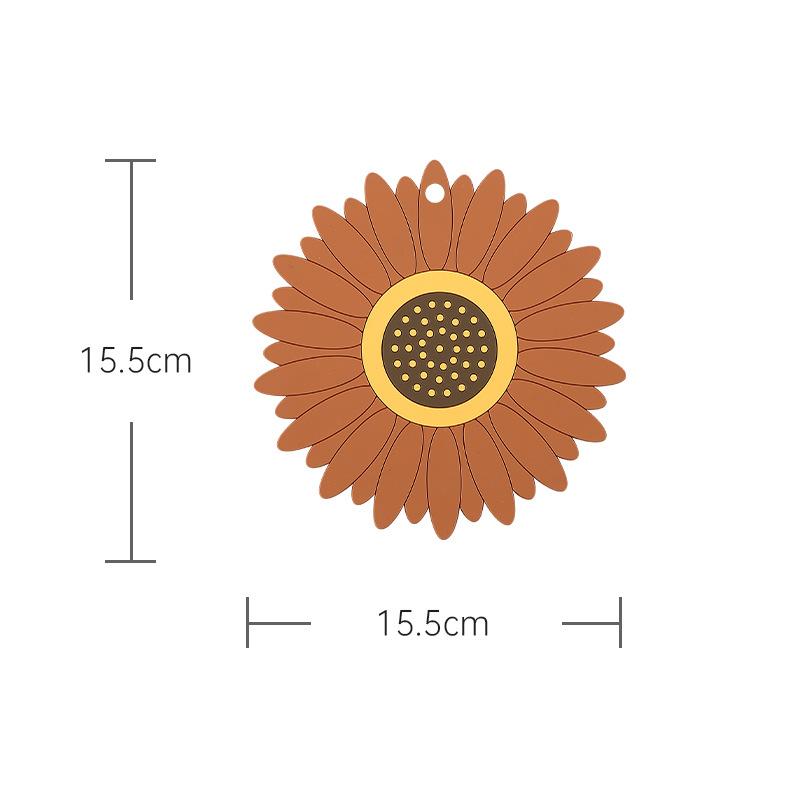 2pcs Silicone Trivet Mat Cute Sunflower Anti Scalding Mat, Heat Insulation Pat for Dishes, Soft Silicone Meal Mat Table Anti Slip Coaster
