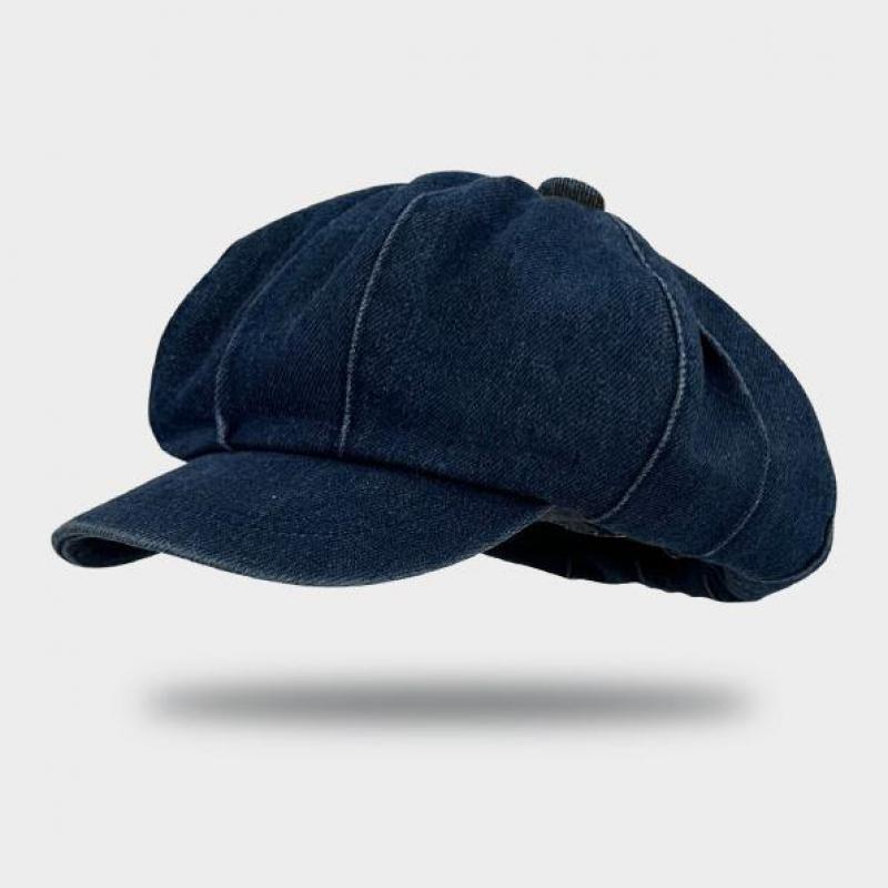 Women's Retro Denim Cloud Beret Flat Vintage Painter Cap Trendy Simple Spring Fashion Winter Hat for Female