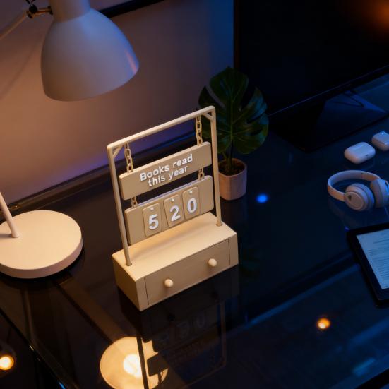 Book Read Tracker 3D Printed Shelf Sign Chapter Counter Book Read This Year Tracker with Interchangeable Number Sets Gift for Book Lovers