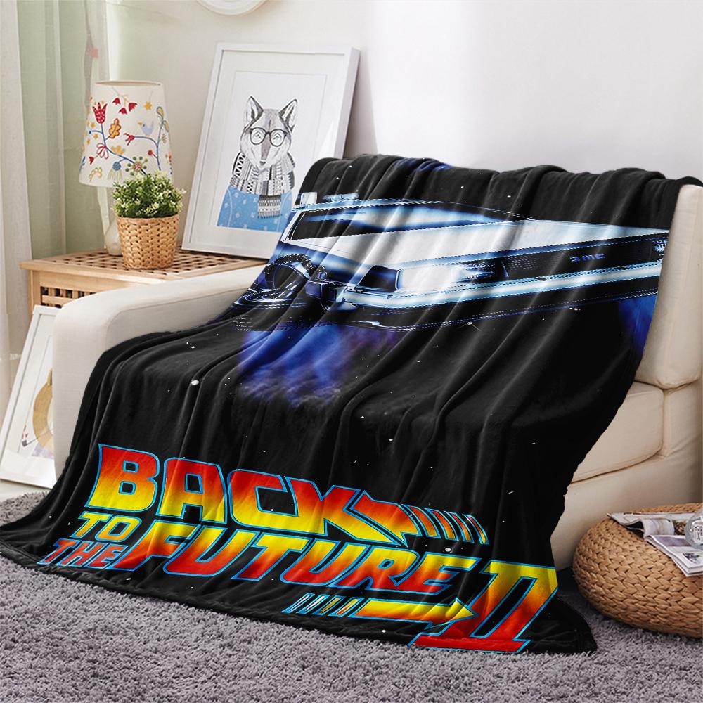 1PC Back To the Future Print Flannel Blanket, High Quality All Seasons, Home Decor, Warmth and Comfort, Perfect for Christmas Gifts