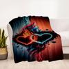 "Love In Flames: Heart-Shaped Watercolor Art Print"Blanket Flannel Throw Blanket for Sofa, Bed, Travel, Camping, Office