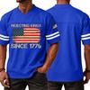 Men's Casual V Neck Short Sleeve Sports T Shirt with Flag and Independence Day Print Suitable for Daily Wear and Outdoor Activities