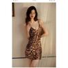 Women's Leopard Print V-Neck Sleeveless Slip Mini Nightgown