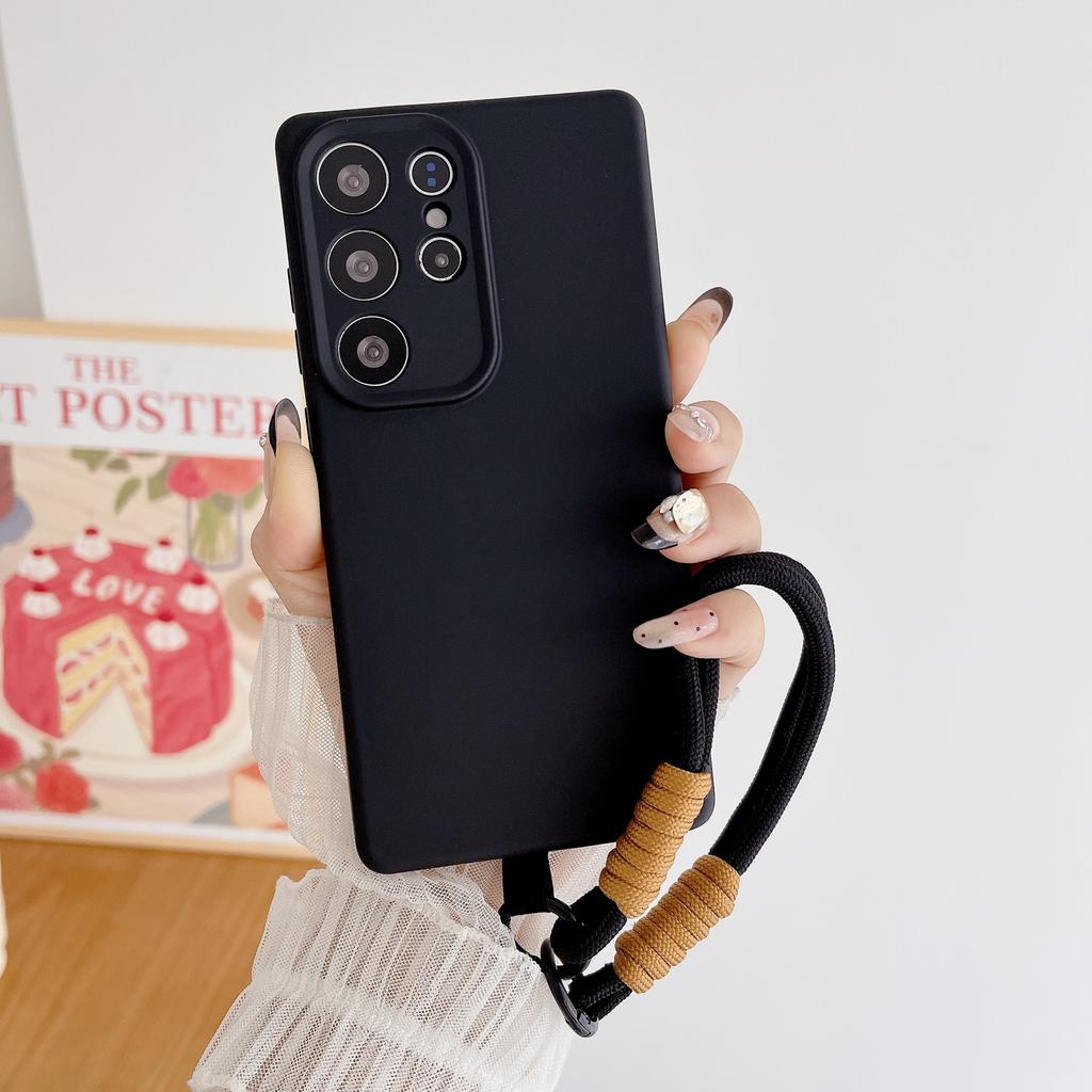 Suitable for Samsung S25 Ultra Mobile Phone Case Liquid Silicone S24Plus Hand Lanyard S23 New S22 Full Cover