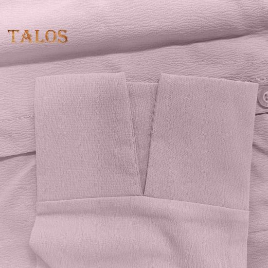 Fall Spring Women Dress Slim Waist Long Sleeves Split Hem Pure Color Lapel V Neck Shirt Type OL Commute Dating Maxi Dress