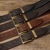 Korean Version Trendy Retro Style Belt Men'S Genuine Leather First Layer Cowhide New Copper Buckle Denim Overalls Belt Men'S