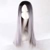 Synthetic Long Straight Wig for Women Middle Part Wig with Dark Root Cosplay Party Heat Resistant