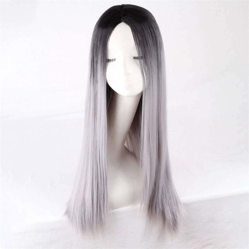Synthetic Long Straight Wig for Women Middle Part Wig with Dark Root Cosplay Party Heat Resistant