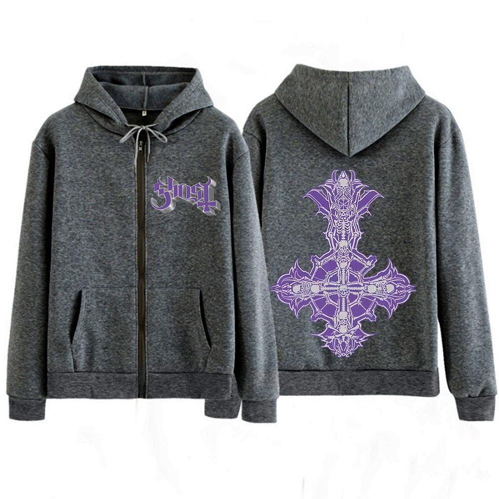 Ghost Skeletour World Tour Album Harajuku Zipper Hoodies Unisex Gothic Oversized Zip Up Sweatshirts Harajuku Hip-hop Coat