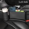 Left Side Car Console Side Seat Gap Crevice Filler Organizer Black w/Cup Holder
