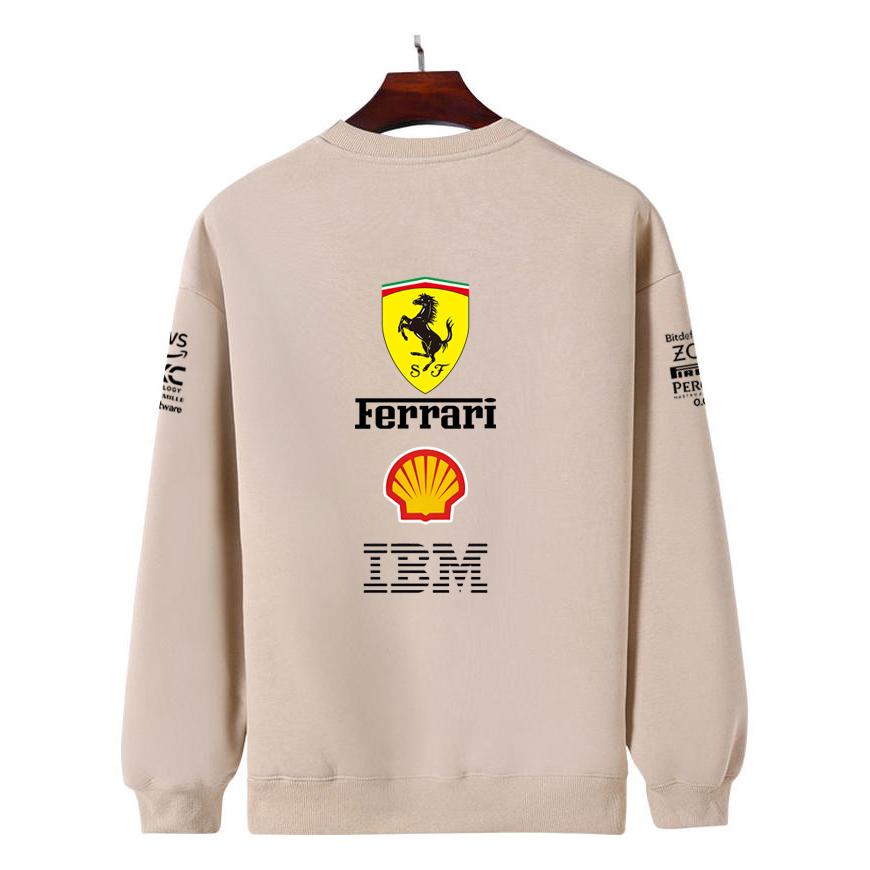 Unisex Men Women Thicken Autumn and Winter F1 Ferrari Racing Print Crewneck Sweatshirt Casual Loose Long Sleeve Pullover Sport Streetwear