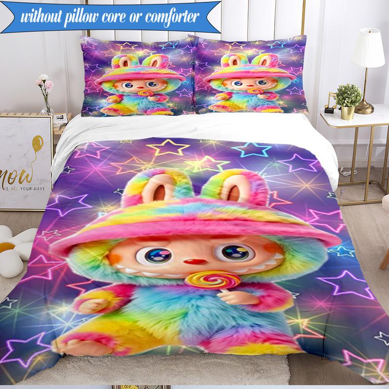 Fantasy Labu-bu Unicorn Journey Set Biancheria da Letto 3 Pezzi Gruppo Musicale K-pop, Ideale per Camera da Letto, Dormitorio, Include Copripiumino e 2 Federe, Regali per Fan