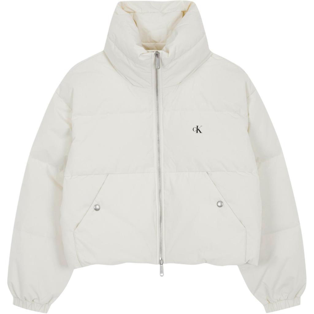 Calvin Klein Comfortable Letter Print Short Korean Style Down Jacket Women Jackets White J225572YBI