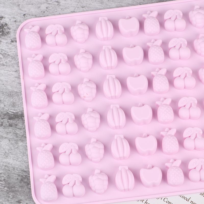 66 Holes Candy Fudge Silicone Mold Mini Chocolate Ice Cube Tray Fruit Shaped Non-Stick Soft Jelly Mold