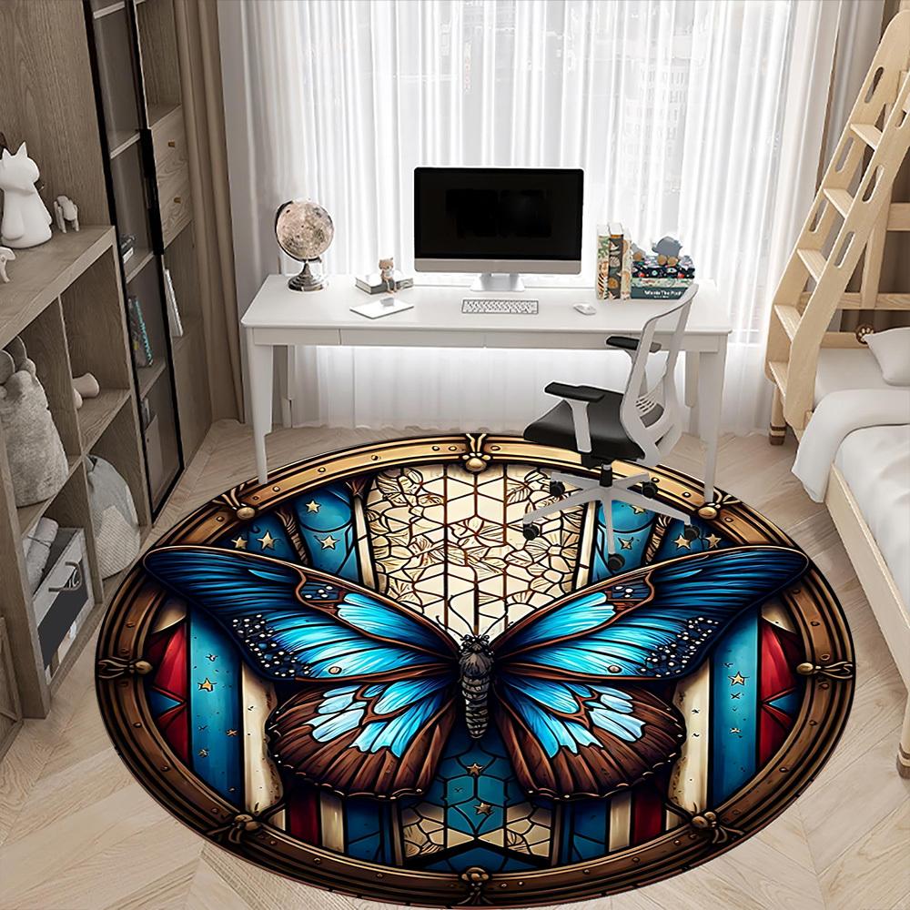 1pc Butterfly Stained Glass Chair Carpet for Office, Non-slip, Soft and Durable Leisure Rug, Perfect for Office, Living Room Yy251103160
