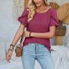 Damen Rundhals-Oberteil Lässiges Patchwork Einfarbiges Lockeres T-Shirt