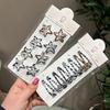 8pcs/set Retro Geometric Star Leopard Print BB Clip, Women's Bangs Hair Clip, Fashionable Leopard Print Hair Accessory, A Must-have Headwear