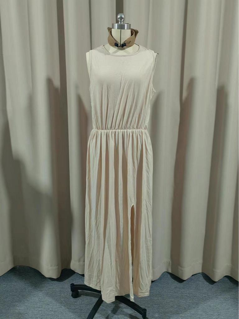 2025 Summer Sleeveless Lantern Slit Dress - European & American Style