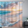 Beach Sunset Shower Curtain Ocean Waves Sky Clouds Tropical Scene Nature Art Bath Decor Waterproof Fabric Home Accessories