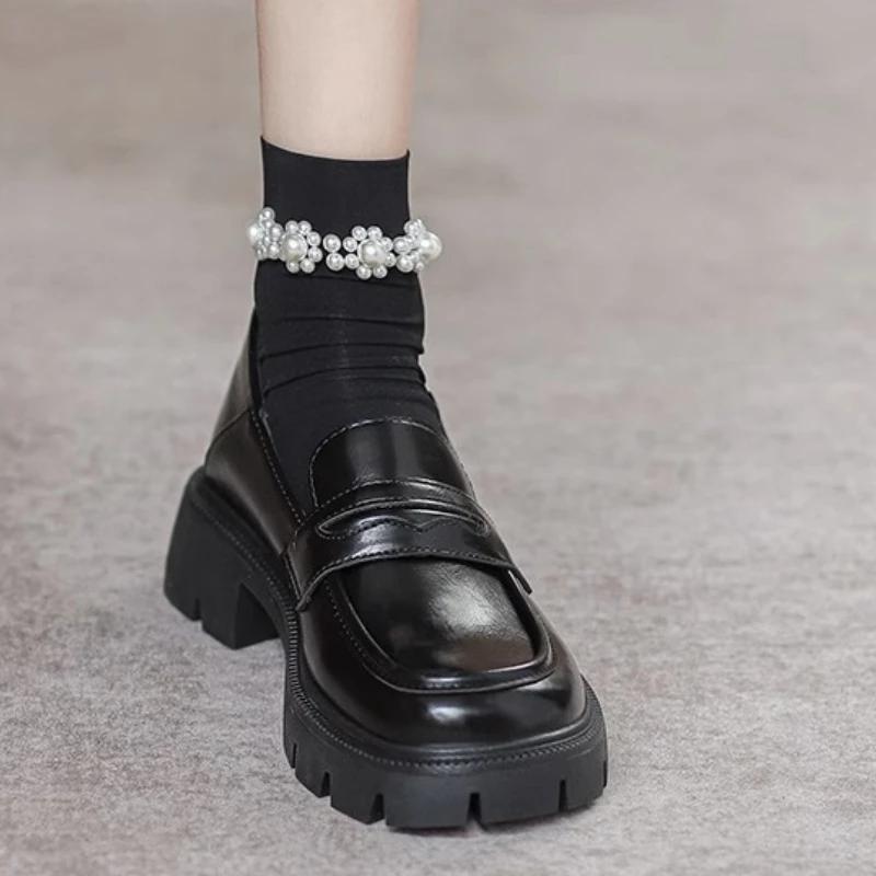 Spring and Autumn Middle Mouth Sweet Beauty High Heels Fashion Temperament Mary Jane Square Heel Square Buckle Round Toe