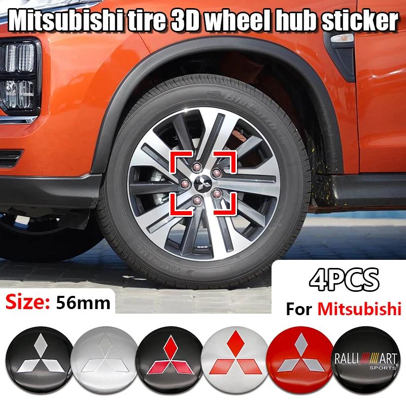 4Pcs 60mm Car Wheel Center Hub Cap Stickers Car Exterior Accessories for Mitsubishi Pajero Outlander Montero Lancer Triton ASX hbsh24