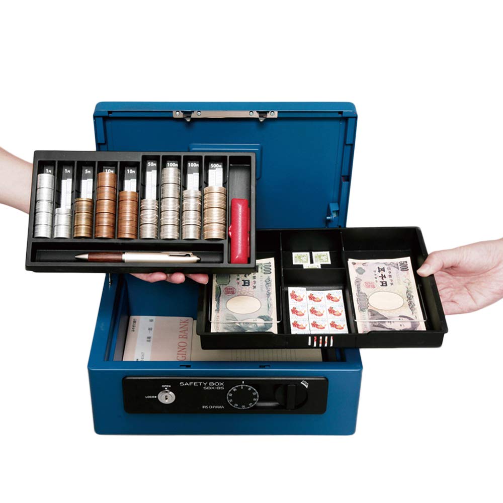 Iris Ohyama SBX-B5 Portable Safe, Dial Type, Double Lock, B5 Size, Double Tray, Gray