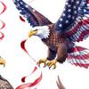 48 Pcs Patriotic Hanging Swirls Decoration Eagle American Flag Ceiling Hanging Foil Streamers for Veteran Day Party Supplies