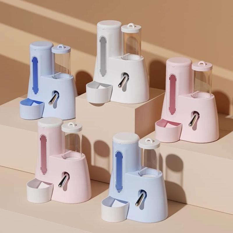 2In1 Hamster Feeder And Waterer Large Capacity Leakproof Automatic Feeder Food Water Dispenser Leak Proof Food Feeding Supplies