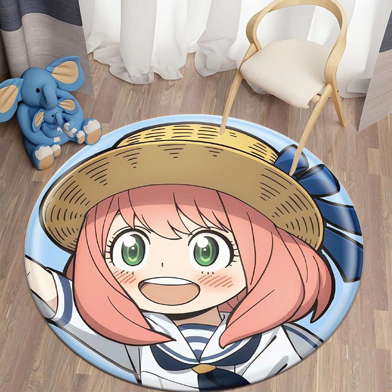 S- SPY×FAMILY Japanese Anime Cute Anya Forger Print Round Carpet.Bedroom,Balcony,Entry Door,Chair Non-slip Mat.Gift,Picnic,Rug