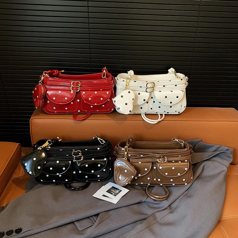 2026 Spring & Summer New Retro Dots Glossy PU Square Shoulder Bags Exquisite Hot Trendy Stylish Design Crossbody Bags for Women