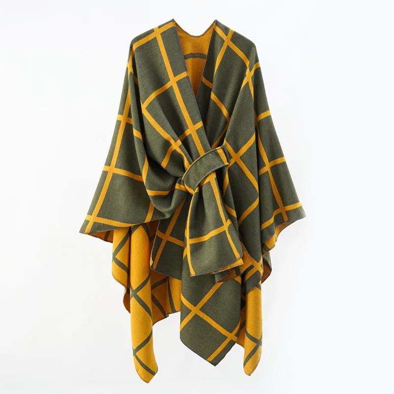 Женская блузка-шаль снаружи вязаная утолщенная модная женская для путешествий утолщенная тепло One Size